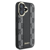 Apple iPhone 16 Plus Kılıf DKNY Orjinal Lisanslı M-safe Şarj Özellikli 3D Yazılı Checkered Pattern Kapak