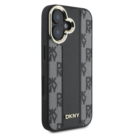 Apple iPhone 16 Plus Kılıf DKNY Orjinal Lisanslı M-safe Şarj Özellikli 3D Yazılı Checkered Pattern Kapak
