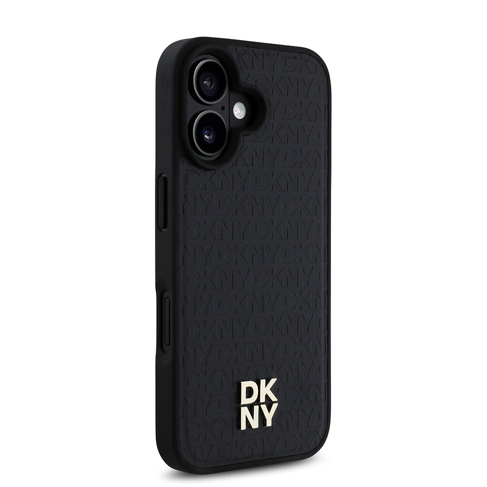 Apple iPhone 16 Plus Kılıf DKNY Orjinal Lisanslı M-safe Şarj Özellikli 3D Yazılı Repeat Pattern Kapak
