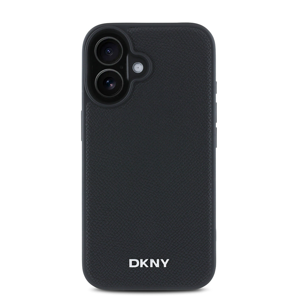 Apple iPhone 16 Plus Kılıf DKNY Orjinal Lisanslı M-safe Şarj Özellikli Metal Logolu PU Deri Grained Kapak