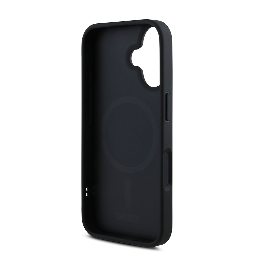 Apple iPhone 16 Plus Kılıf DKNY Orjinal Lisanslı M-safe Şarj Özellikli Metal Logolu PU Deri Grained Kapak