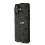 Apple iPhone 16 Plus Kılıf Guess Orjinal Lisanslı M-safe Şarj Özellikli PU Deri Bilek Askı İpli Yazı Logolu Kapak