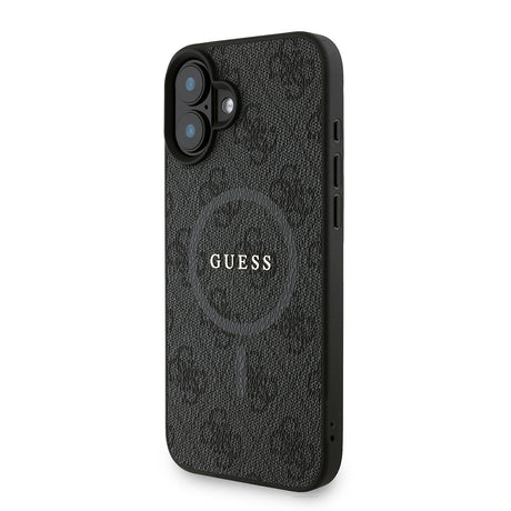 Apple iPhone 16 Plus Kılıf Guess Orjinal Lisanslı M-safe Şarj Özellikli PU Deri Bilek Askı İpli Yazı Logolu Kapak