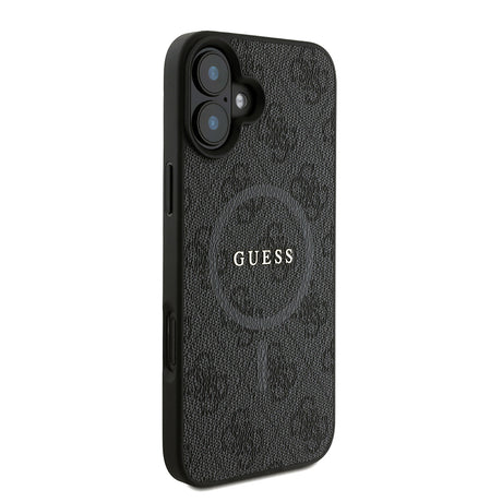 Apple iPhone 16 Plus Kılıf Guess Orjinal Lisanslı M-safe Şarj Özellikli PU Deri Bilek Askı İpli Yazı Logolu Kapak