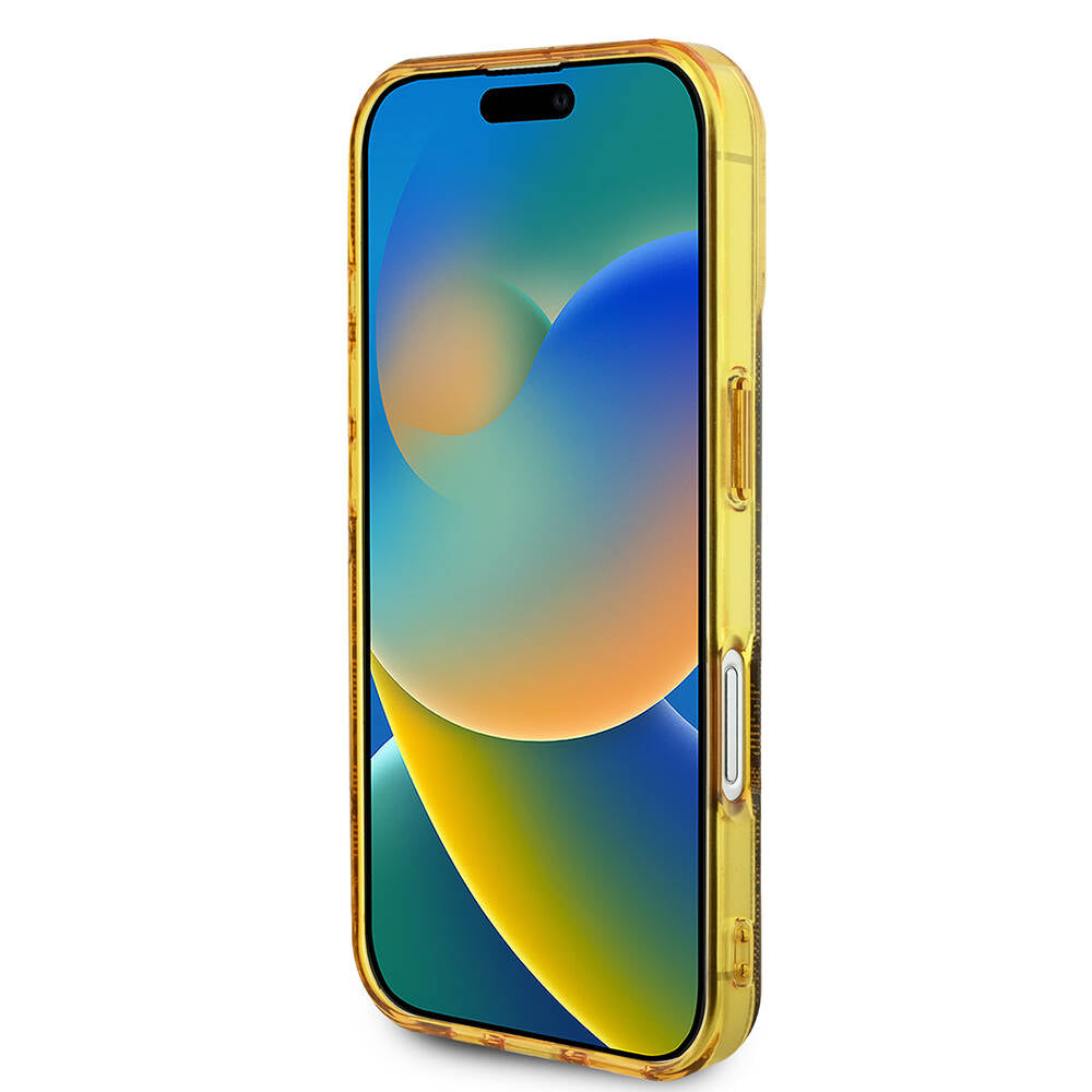 Apple iPhone 16 Plus Kılıf Guess Orjinal Lisanslı M-safe Şarj Özellikli 4G Desenli IML Yazı Logolu Peony Kapak