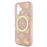 Apple iPhone 16 Plus Kılıf Guess Orjinal Lisanslı M-safe Şarj Özellikli 4G Desenli IML Yazı Logolu Peony Kapak