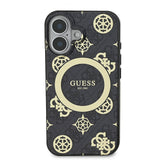 Apple iPhone 16 Plus Kılıf Guess Orjinal Lisanslı M-safe Şarj Özellikli 4G Desenli IML Yazı Logolu Peony Kapak
