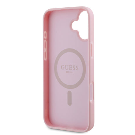 Apple iPhone 16 Plus Kılıf Guess Orjinal Lisanslı M-safe Şarj Özellikli Yazı Logolu Grained Kapak