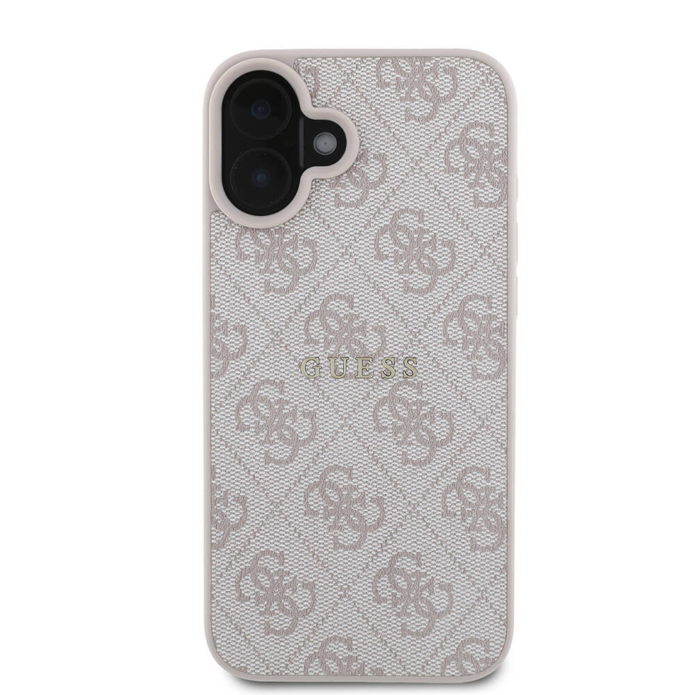 Apple iPhone 16 Plus Kılıf Guess Orjinal Lisanslı M-safe Şarj Özellikli 4G Desenli Yazı Logolu Kapak