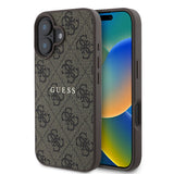 Apple iPhone 16 Plus Kılıf Guess Orjinal Lisanslı M-safe Şarj Özellikli 4G Desenli Yazı Logolu Kapak