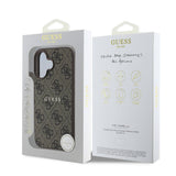 Apple iPhone 16 Plus Kılıf Guess Orjinal Lisanslı M-safe Şarj Özellikli 4G Desenli Yazı Logolu Kapak