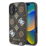 Apple iPhone 16 Plus Kılıf Guess Orjinal Lisanslı M-safe Şarj Özellikli 4G Desenli Yazı Logolu Peony Kapak