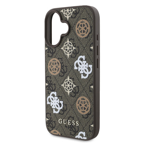 Apple iPhone 16 Plus Kılıf Guess Orjinal Lisanslı M-safe Şarj Özellikli 4G Desenli Yazı Logolu Peony Kapak
