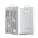 Apple iPhone 16 Plus Kılıf Guess Orjinal Lisanslı M-safe Şarj Özellikli 4G Desenli Yazı Logolu Peony Kapak