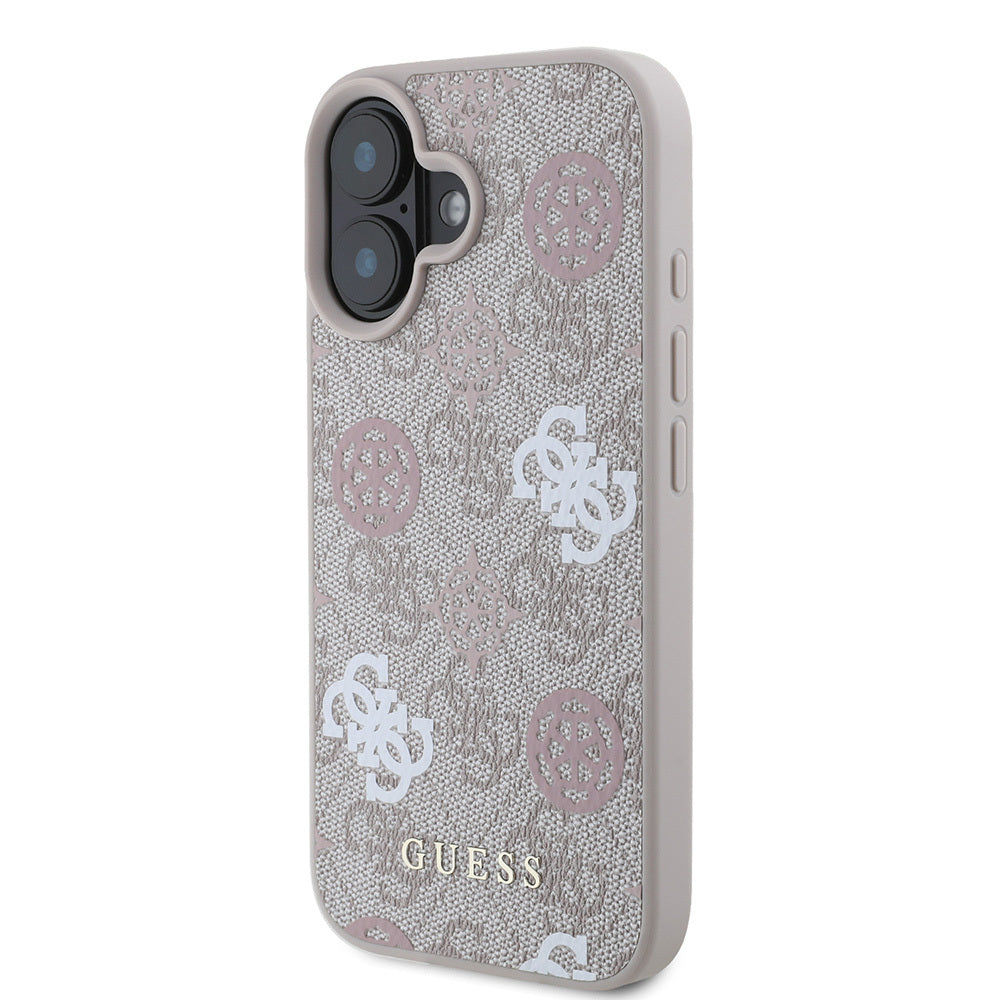 Apple iPhone 16 Plus Kılıf Guess Orjinal Lisanslı M-safe Şarj Özellikli 4G Desenli Yazı Logolu Peony Kapak