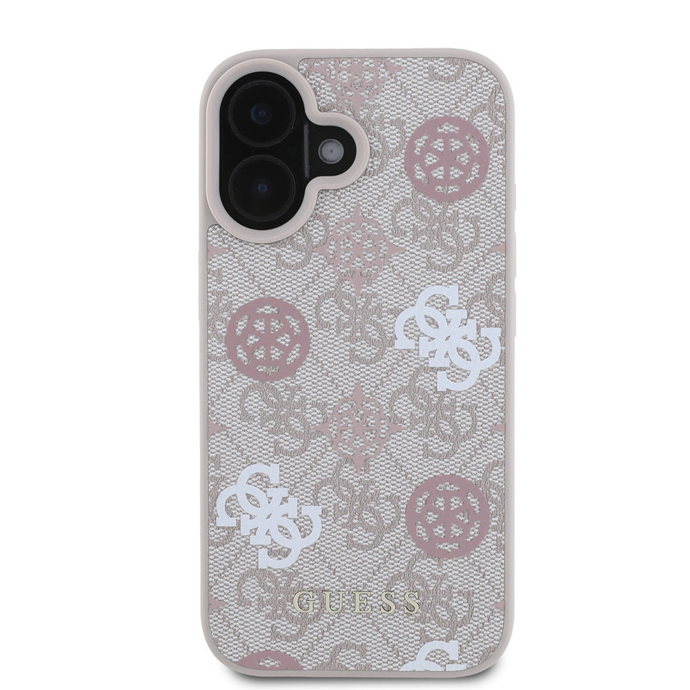 Apple iPhone 16 Plus Kılıf Guess Orjinal Lisanslı M-safe Şarj Özellikli 4G Desenli Yazı Logolu Peony Kapak