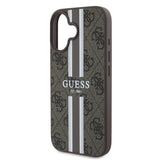 Apple iPhone 16 Plus Kılıf Guess Orjinal Lisanslı M-safe Şarj Özellikli 4G Şerit Tasarımlı Printed Kapak