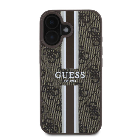 Apple iPhone 16 Plus Kılıf Guess Orjinal Lisanslı M-safe Şarj Özellikli 4G Şerit Tasarımlı Printed Kapak