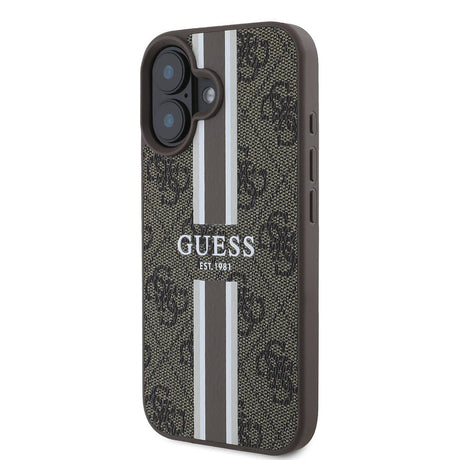 Apple iPhone 16 Plus Kılıf Guess Orjinal Lisanslı M-safe Şarj Özellikli 4G Şerit Tasarımlı Printed Kapak
