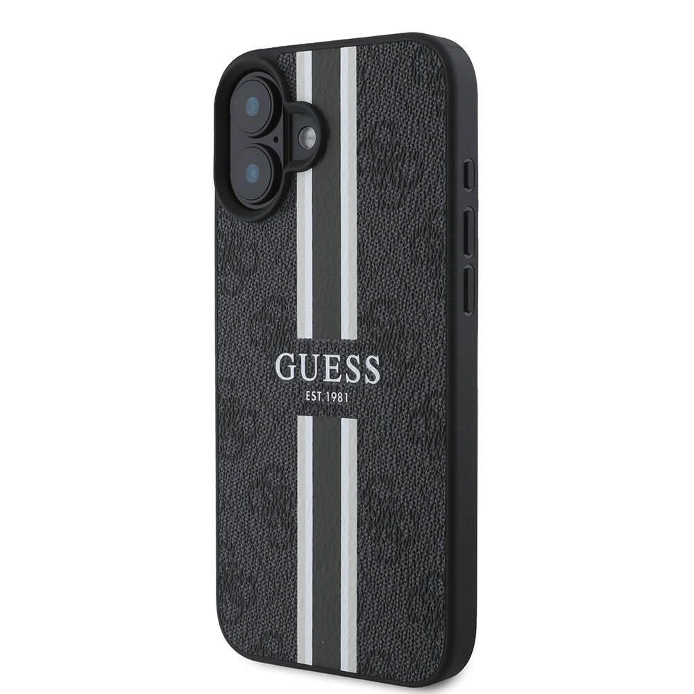 Apple iPhone 16 Plus Kılıf Guess Orjinal Lisanslı M-safe Şarj Özellikli 4G Şerit Tasarımlı Printed Kapak