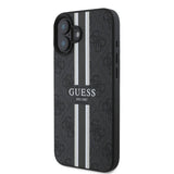 Apple iPhone 16 Plus Kılıf Guess Orjinal Lisanslı M-safe Şarj Özellikli 4G Şerit Tasarımlı Printed Kapak