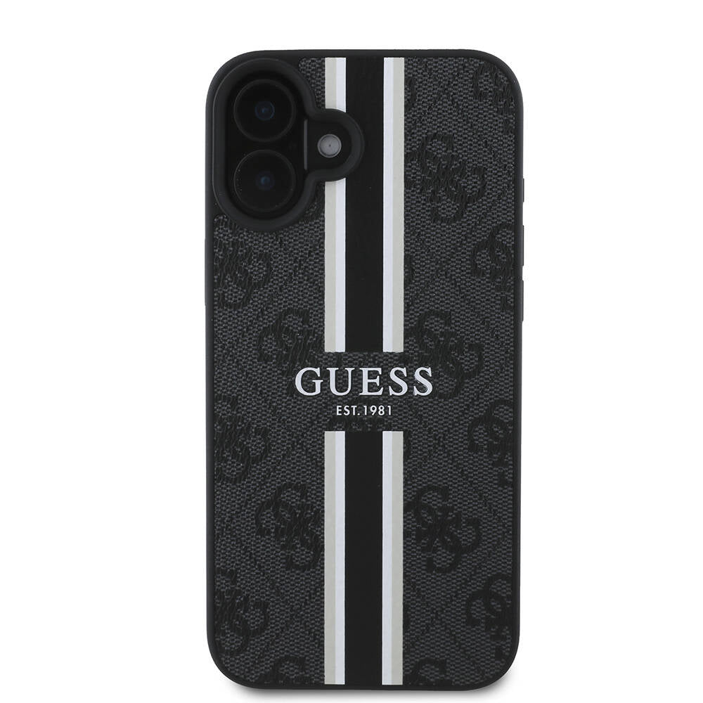 Apple iPhone 16 Plus Kılıf Guess Orjinal Lisanslı M-safe Şarj Özellikli 4G Şerit Tasarımlı Printed Kapak