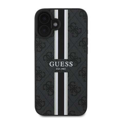 Apple iPhone 16 Plus Kılıf Guess Orjinal Lisanslı M-safe Şarj Özellikli 4G Şerit Tasarımlı Printed Kapak