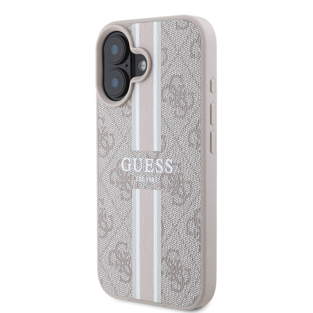 Apple iPhone 16 Plus Kılıf Guess Orjinal Lisanslı M-safe Şarj Özellikli 4G Şerit Tasarımlı Printed Kapak