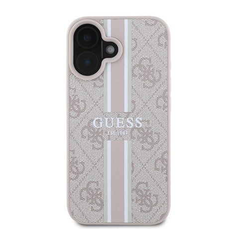 Apple iPhone 16 Plus Kılıf Guess Orjinal Lisanslı M-safe Şarj Özellikli 4G Şerit Tasarımlı Printed Kapak