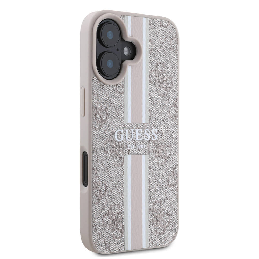 Apple iPhone 16 Plus Kılıf Guess Orjinal Lisanslı M-safe Şarj Özellikli 4G Şerit Tasarımlı Printed Kapak