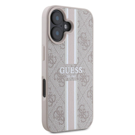 Apple iPhone 16 Plus Kılıf Guess Orjinal Lisanslı M-safe Şarj Özellikli 4G Şerit Tasarımlı Printed Kapak