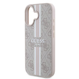 Apple iPhone 16 Plus Kılıf Guess Orjinal Lisanslı M-safe Şarj Özellikli 4G Şerit Tasarımlı Printed Kapak