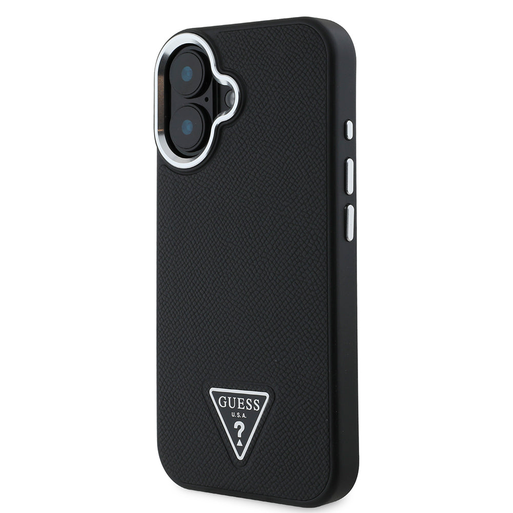 Apple iPhone 16 Plus Kılıf Guess Orjinal Lisanslı M-safe Şarj Özellikli Grained Triangle Kapak
