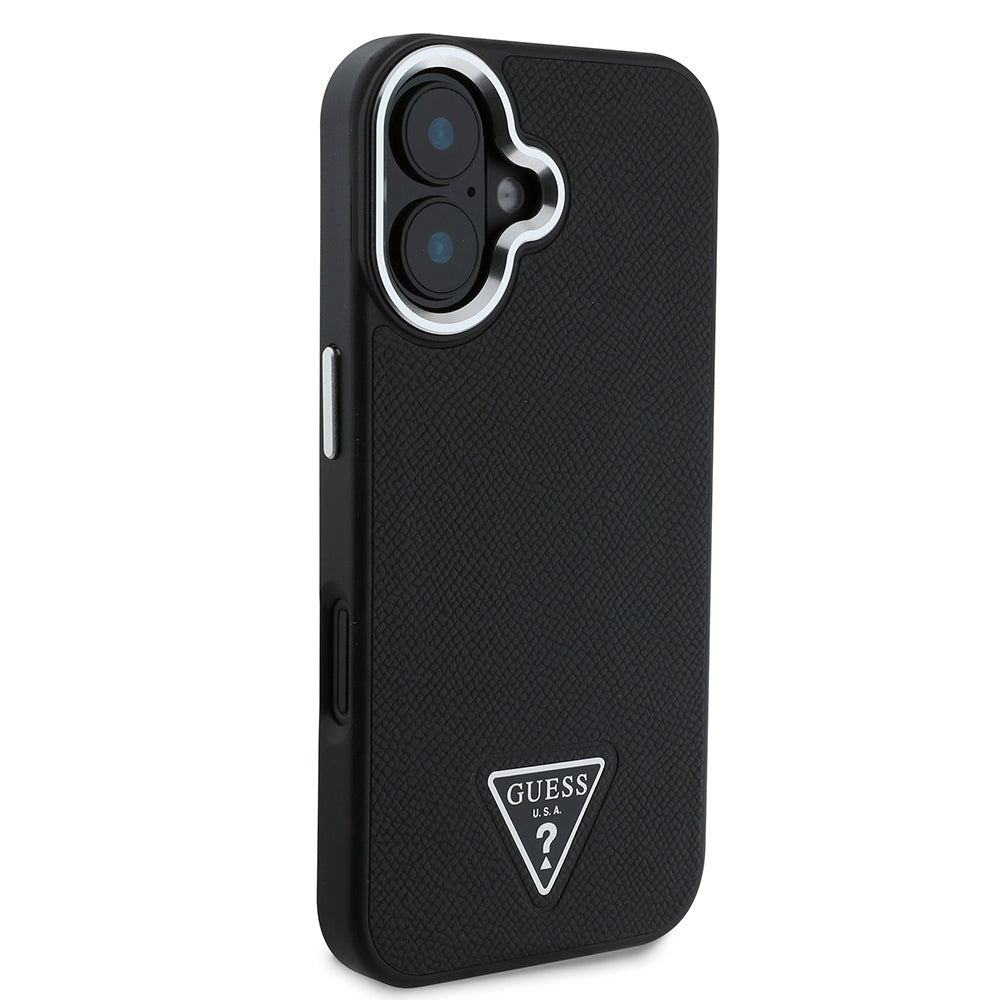 Apple iPhone 16 Plus Kılıf Guess Orjinal Lisanslı M-safe Şarj Özellikli Grained Triangle Kapak
