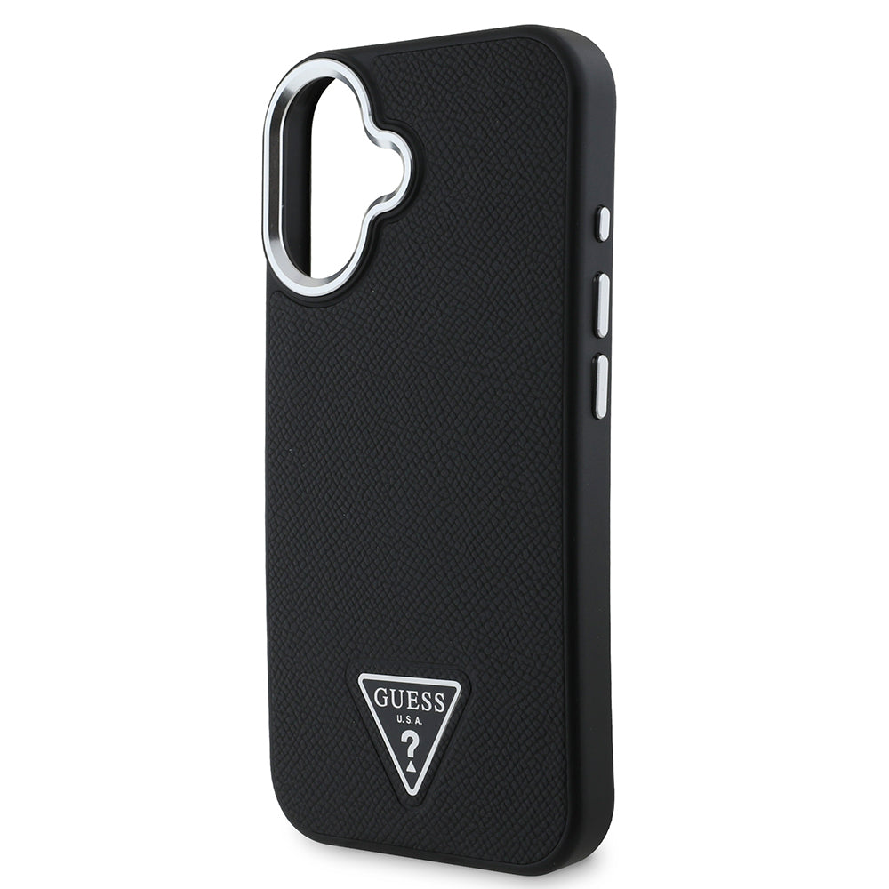 Apple iPhone 16 Plus Kılıf Guess Orjinal Lisanslı M-safe Şarj Özellikli Grained Triangle Kapak