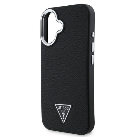 Apple iPhone 16 Plus Kılıf Guess Orjinal Lisanslı M-safe Şarj Özellikli Grained Triangle Kapak