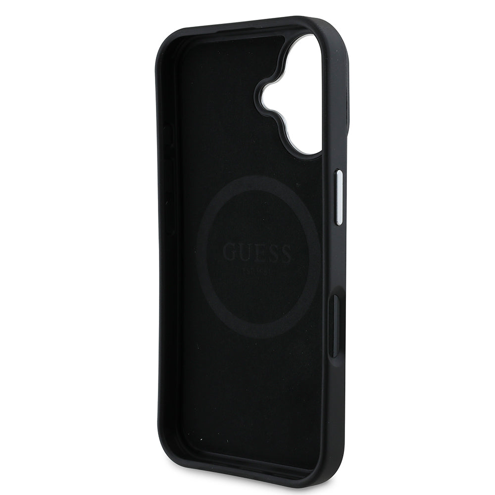 Apple iPhone 16 Plus Kılıf Guess Orjinal Lisanslı M-safe Şarj Özellikli Grained Triangle Kapak