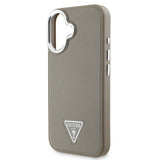 Apple iPhone 16 Plus Kılıf Guess Orjinal Lisanslı M-safe Şarj Özellikli Grained Triangle Kapak