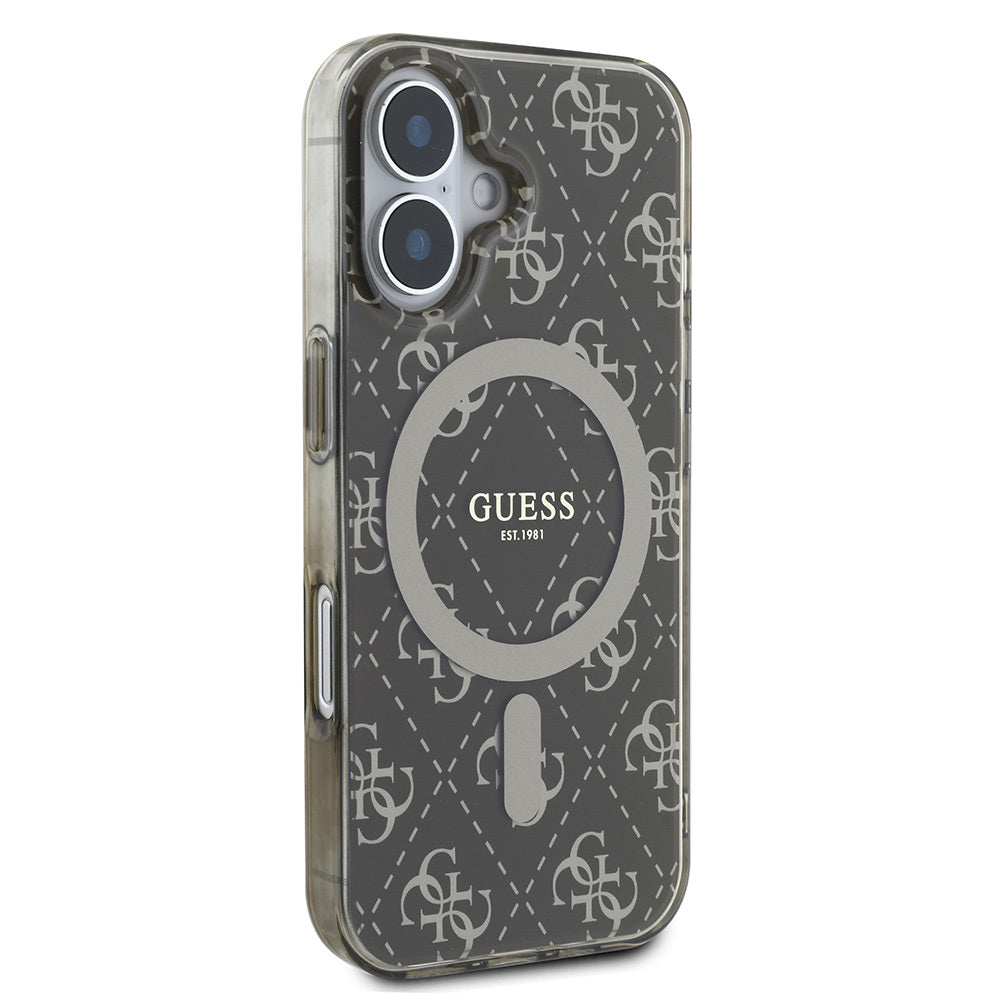 Apple iPhone 16 Plus Kılıf Guess Orjinal Lisanslı M-safe Şarj Özellikli IML Baskılı Klasik Logolu 4G Desenli Kapak