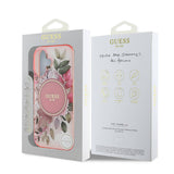 Apple iPhone 16 Plus Kılıf Guess Orjinal Lisanslı M-safe Şarj Özellikli IML Baskılı Yazı Logolu Flower Tonal Circle Kapak