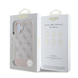 Apple iPhone 16 Plus Kılıf Guess Orjinal Lisanslı M-safe Şarj Özellikli PU Deri Şerit Logo Dizaynlı Kapak