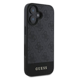 Apple iPhone 16 Plus Kılıf Guess Orjinal Lisanslı M-safe Şarj Özellikli PU Deri Şerit Logo Dizaynlı Kapak