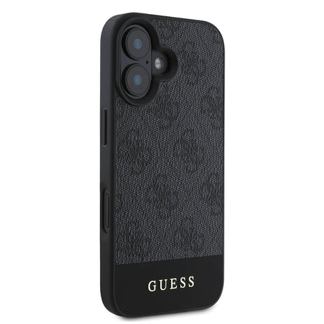 Apple iPhone 16 Plus Kılıf Guess Orjinal Lisanslı M-safe Şarj Özellikli PU Deri Şerit Logo Dizaynlı Kapak