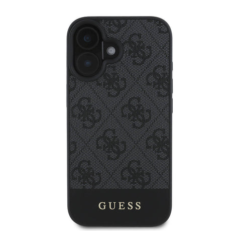 Apple iPhone 16 Plus Kılıf Guess Orjinal Lisanslı M-safe Şarj Özellikli PU Deri Şerit Logo Dizaynlı Kapak