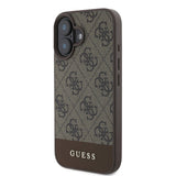 Apple iPhone 16 Plus Kılıf Guess Orjinal Lisanslı M-safe Şarj Özellikli PU Deri Şerit Logo Dizaynlı Kapak
