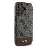 Apple iPhone 16 Plus Kılıf Guess Orjinal Lisanslı M-safe Şarj Özellikli PU Deri Şerit Logo Dizaynlı Kapak