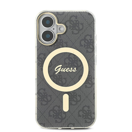 Apple iPhone 16 Plus Kılıf Guess Orjinal Lisanslı M-safe Şarj Özellikli Yazı Logolu 4G Desenli Kapak