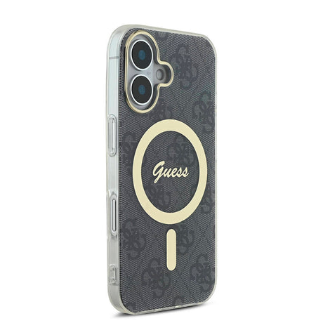 Apple iPhone 16 Plus Kılıf Guess Orjinal Lisanslı M-safe Şarj Özellikli Yazı Logolu 4G Desenli Kapak