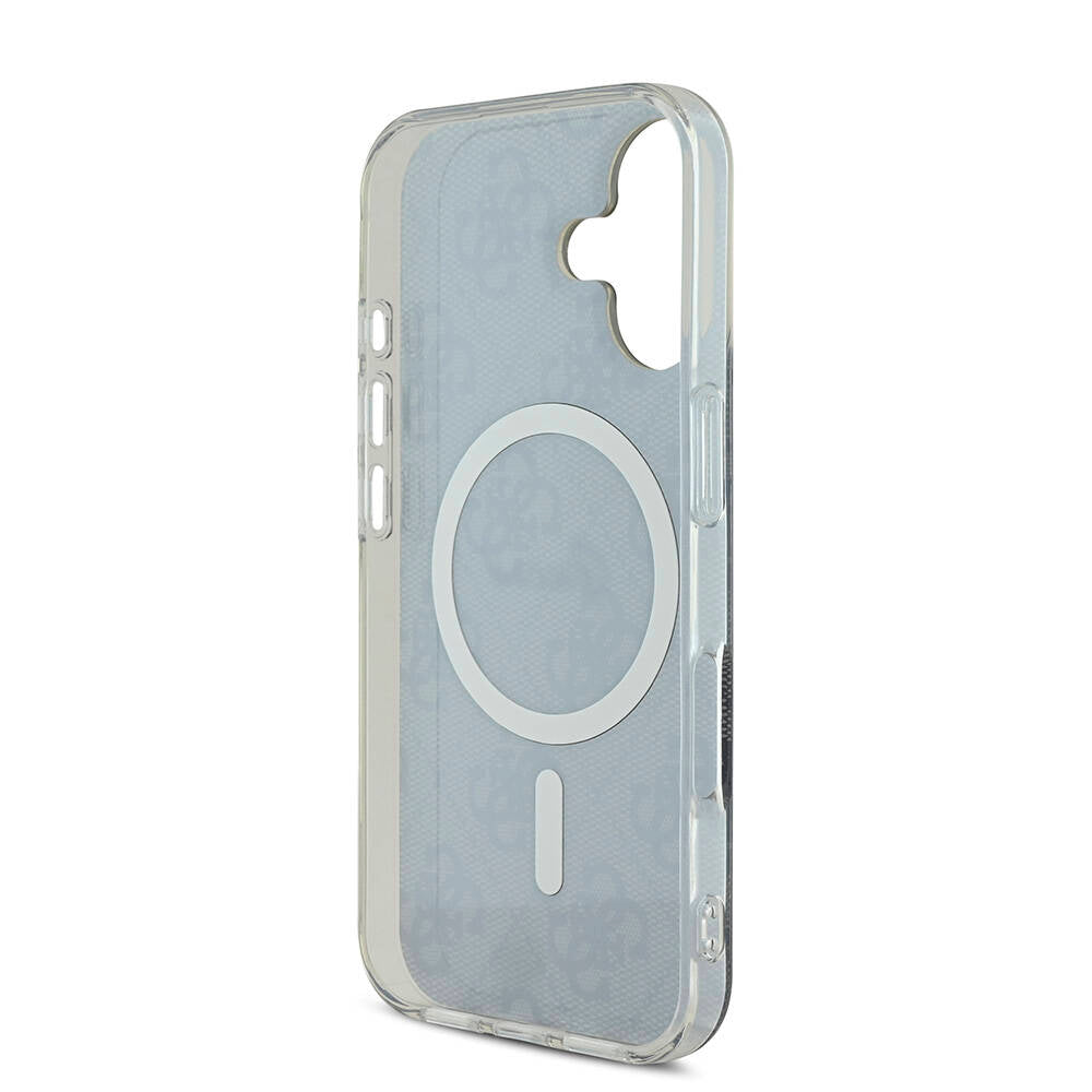 Apple iPhone 16 Plus Kılıf Guess Orjinal Lisanslı M-safe Şarj Özellikli Yazı Logolu 4G Desenli Kapak