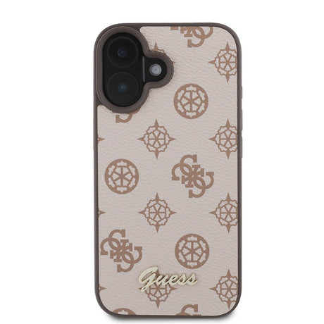 Apple iPhone 16 Plus Kılıf Guess Orjinal Lisanslı M-safe Şarj Özellikli Yazı Logolu Peony Kapak